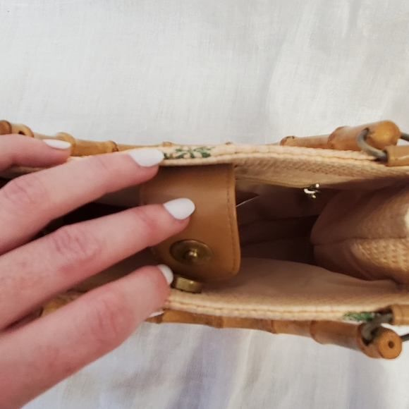 Vintage Bamboo Handle Palm Purse Purse - Picture 8 of 9